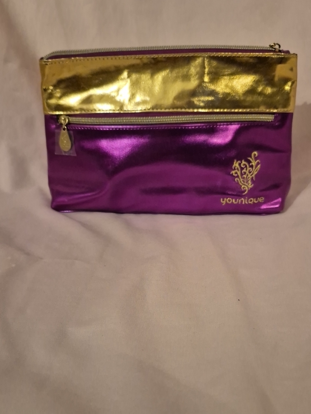 NWOT Younique Purple and Gold Cosmetic Pouch